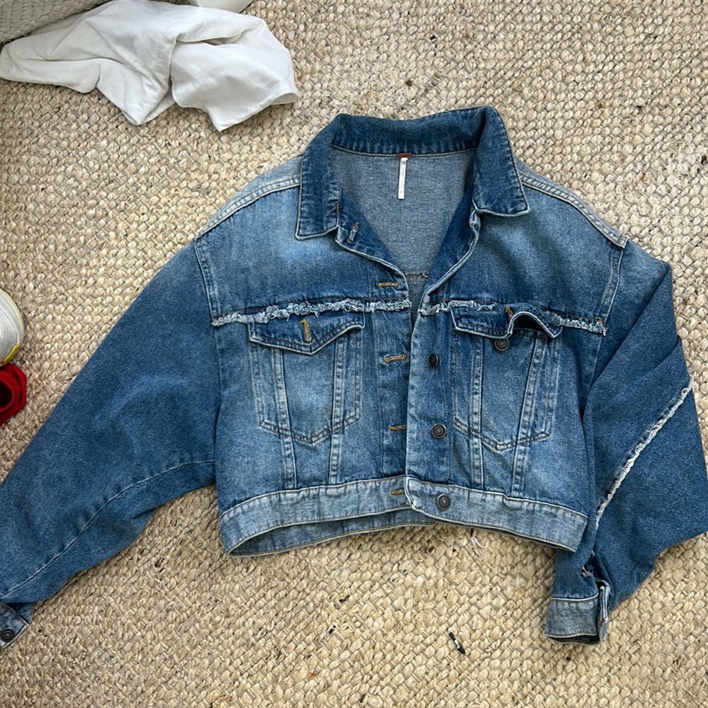 Free people cropped denim jacket